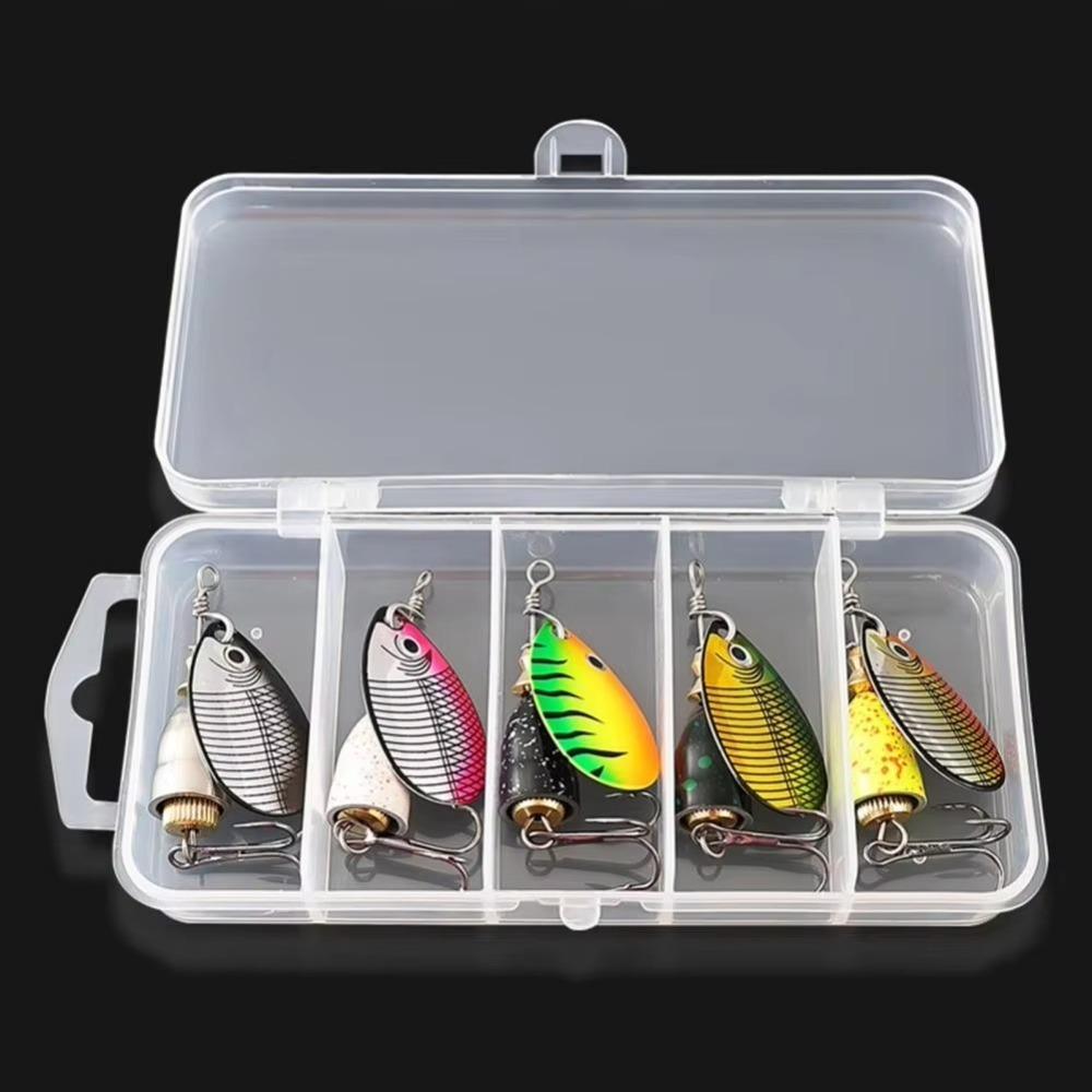 

5pcs Set Metal Laser Lure Bait Glitter Design Artificial Bait Fake Bait Noise Lure Fishing