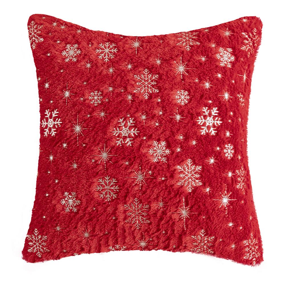 1pcs Luxury Christmas Cushion Pillow Covers Silver Snowflake Print Soft Plush Decorative Pillowcase for Home Sofa Holiday Decor