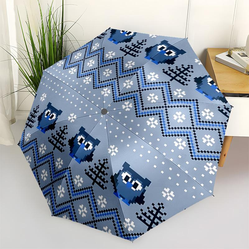 

1pc Winter Owls Automatic Cute Umbrella 8-Bone Design Compact Gear for Outdoor Travel, Perfect Holiday Gift yy251230023