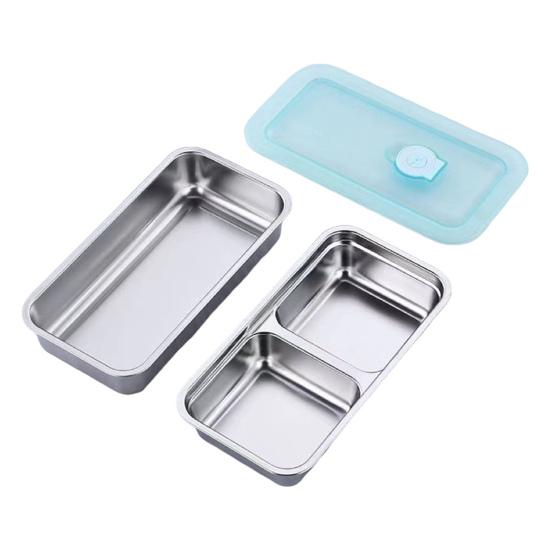 1/2Pcs Snack Box Doppel Fach Edelstahl Behälter Anti-Leck Design Spülmaschinenfest Saucen