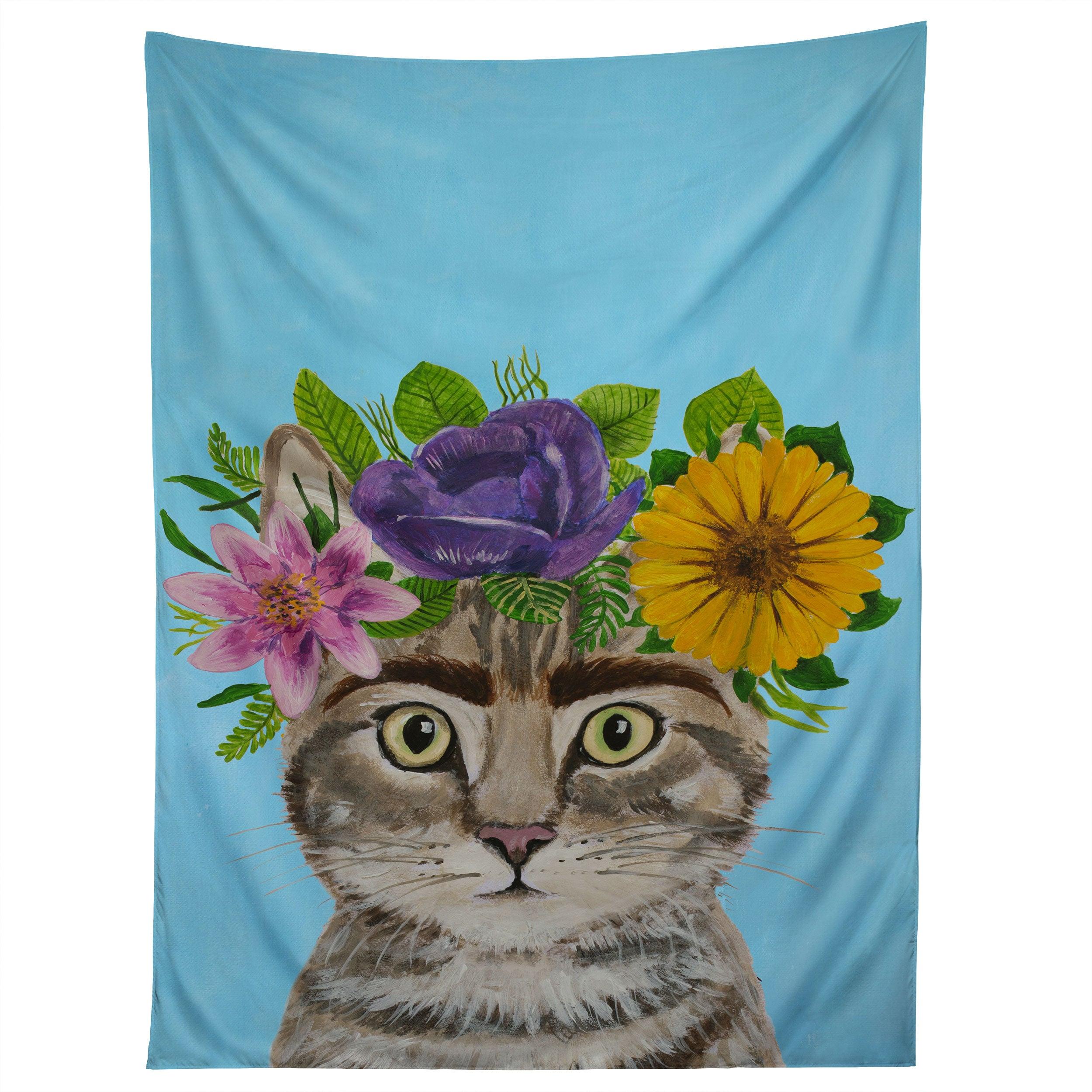 FRIDA KAHLO CAT tapestry 75x100
