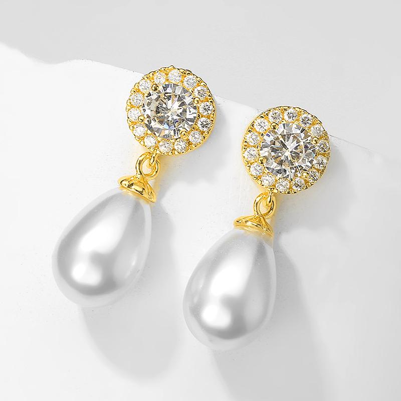 

ZAKOL Элегантные геометрические серьги-капли с имитацией циркона для женщин, блестящие хрустальные свадебные серьги для помолвки WHITE