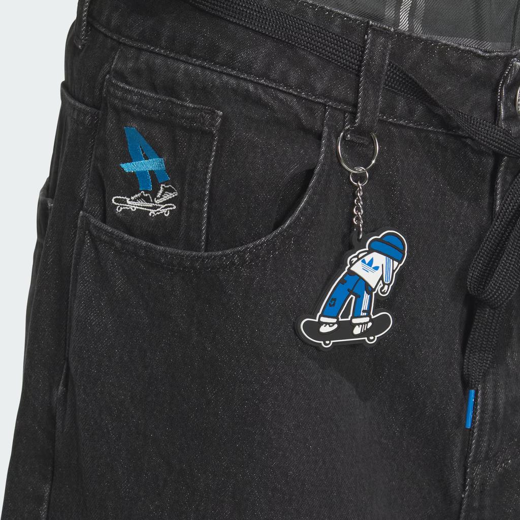 adidas Originals Skate FW24 Skt Denim Pant Series Lace-Up Sports Straight-Leg Jeans Men Jeans Dark-Denim-Black JV6944