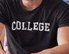 College Block Letter Vintage Funny Comedy Fashion Tee Shirt