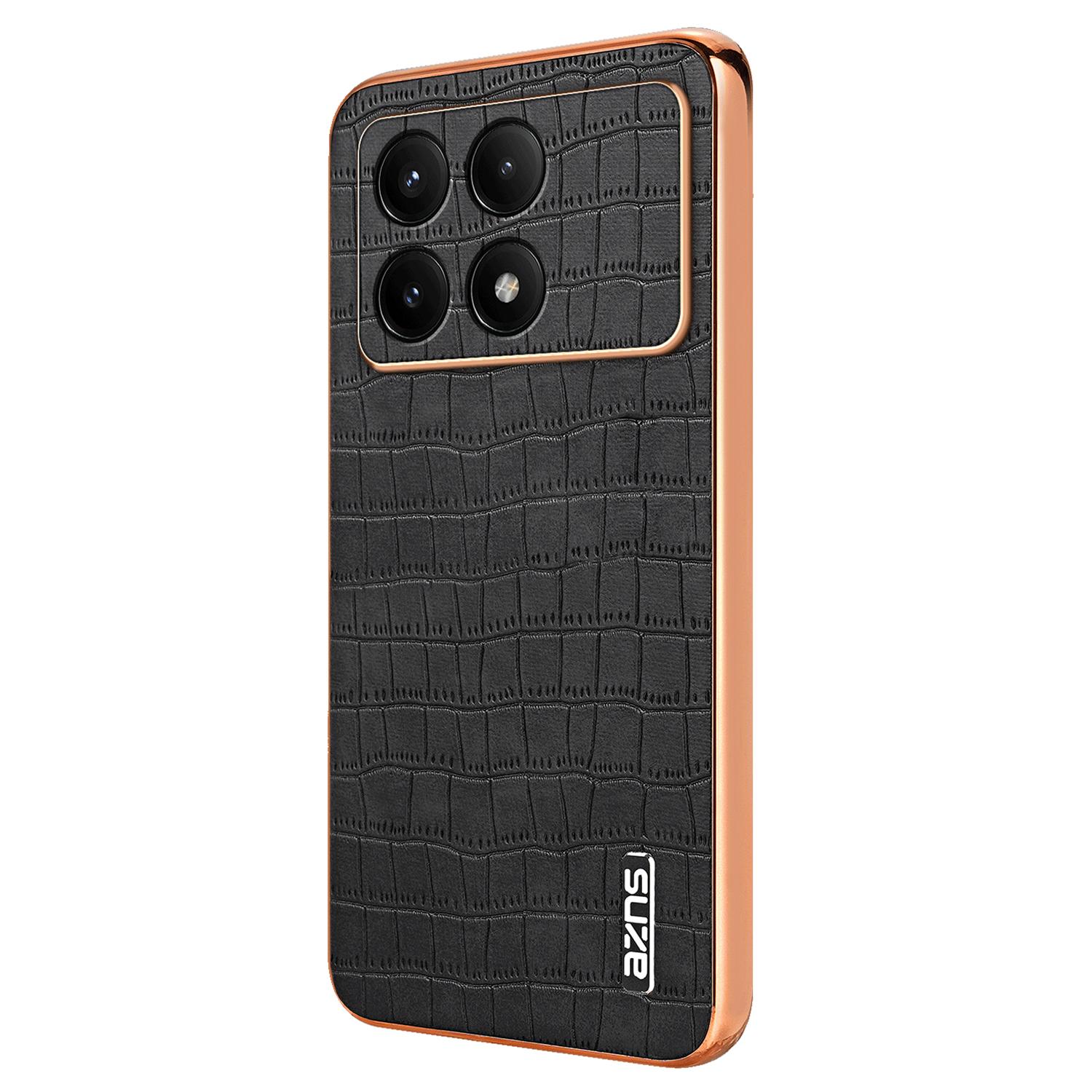 

For Xiaomi Redmi K70E 5G/Poco X6 Pro 5G Case PU Leather+TPU Electroplating Phone Cover Black