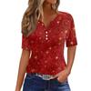 Women's T Shirt Christmas Print Button Short Sleeve Daily Weekend Fashion Basic V- Neck Regular Top