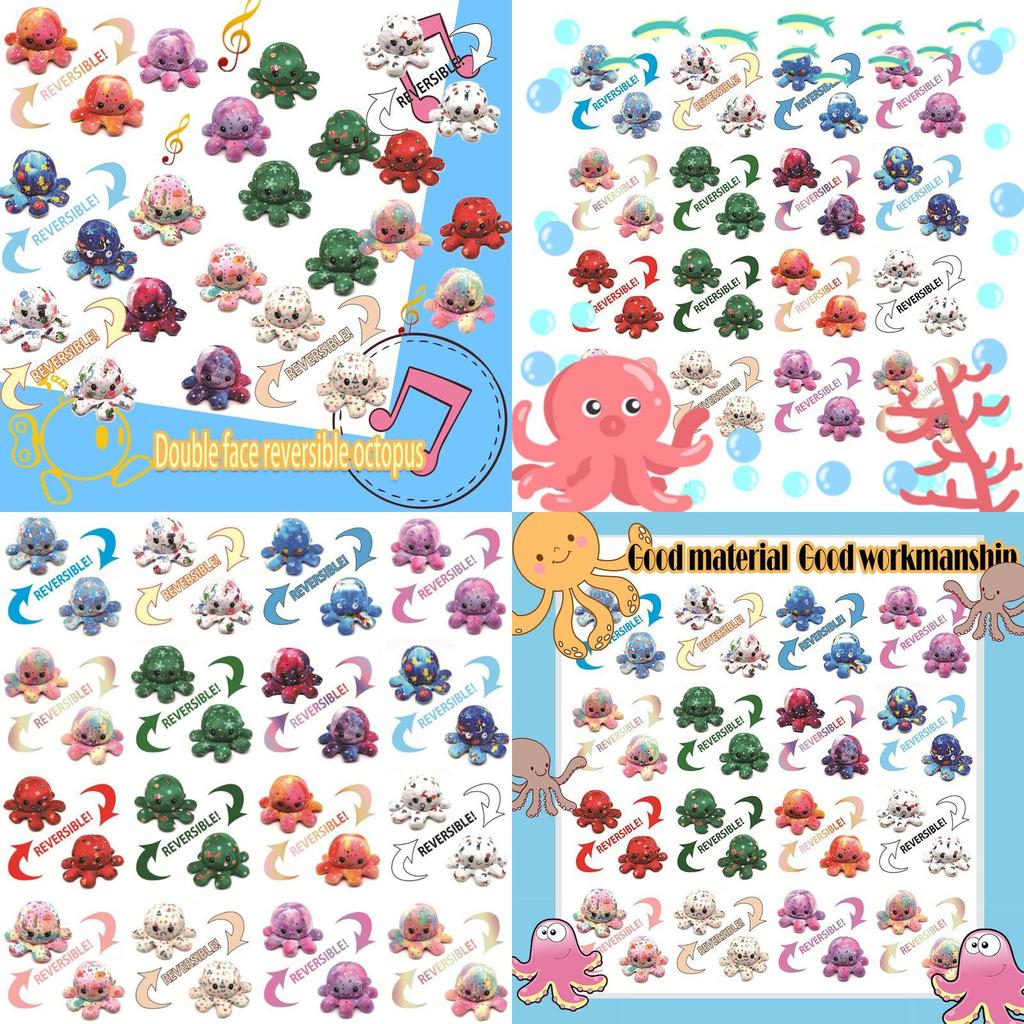 Double-sided Flip Reversible Octopus Plush Toys Perfect For Christmas Gifts**