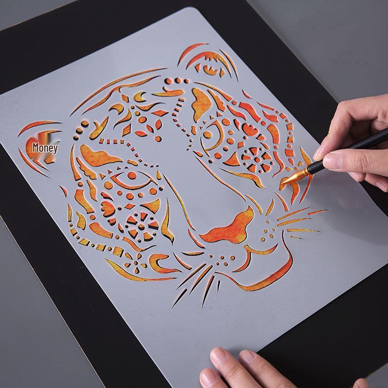 YUELU Creative Animal Lace Ruler Scratch Art Template
