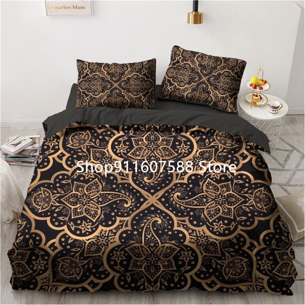 Black Gold Bedding Set Luxury Duvet Cover Sets 3d Moon Dream Catcher Comforter Cover Set Cute Bed Set For Adult