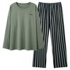 Men's Casual Cotton Pajama Set - Long Sleeve, Long Pants, Loose Fit, Plus Size for Spring, Autumn, Winter