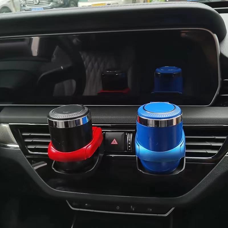 Car Ashtray With LED Light Portable Ashtray With Vacuum Anti Smell No Smell Seat Cup Holder Cigar Auto Sparts Mini Litter Bucket