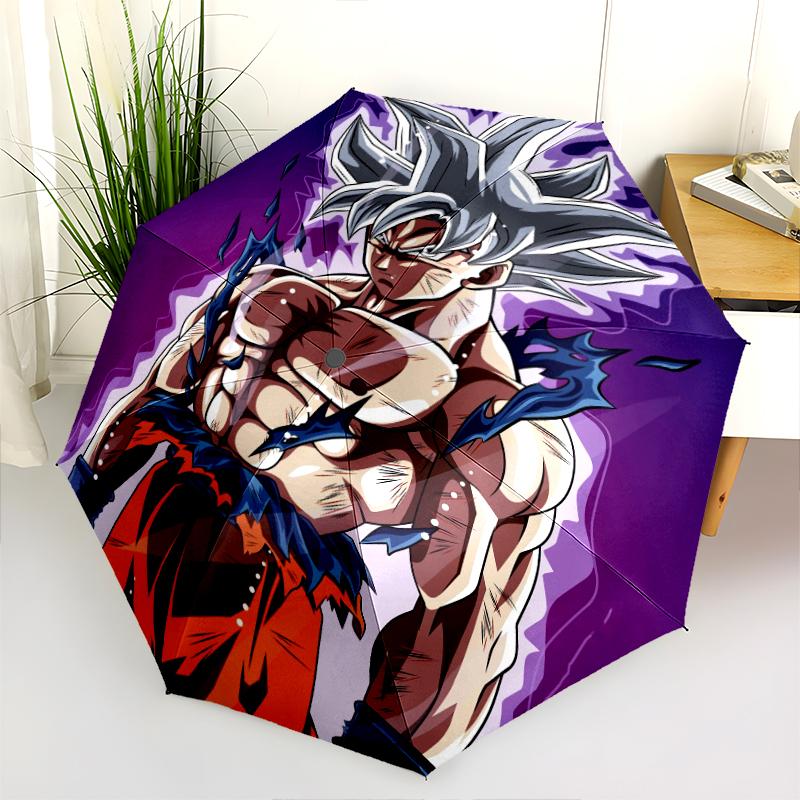 Vzor Goku Dragon Ball, automatický skládací deštník, přenosný a skládací design, 8 žeber, vánoční nebo narozeninový dárek.
