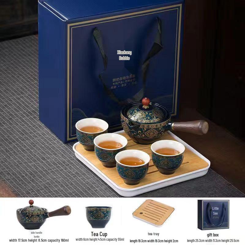 Portable Ceramic Travel Tea Set with Automatic Kung Fu Tea Maker - Business Gift