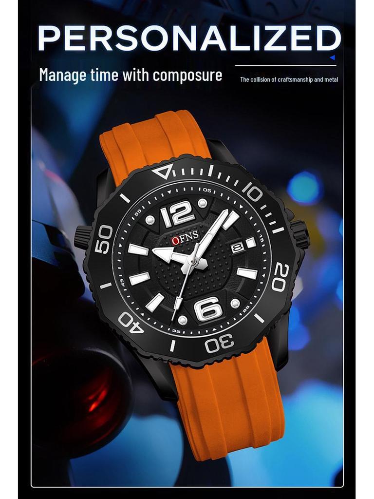 Oufanni Men's Rotating Bezel Quartz Watch - Waterproof, Douyin Style, High-Value with Single Calendar