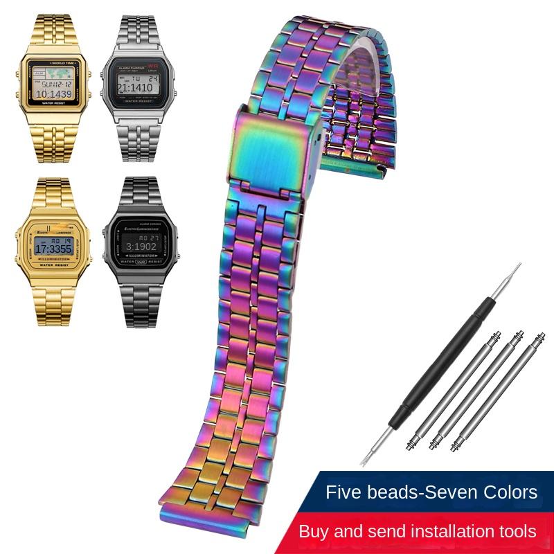 Retro Mała Kwadratowa Metalowa Bransoleta do Zegarka CASIO A159w-n1 A158WA/168 LA670 AE-1200/W-218H/F84 Pasek Stalowy Bransoleta 13 18mm