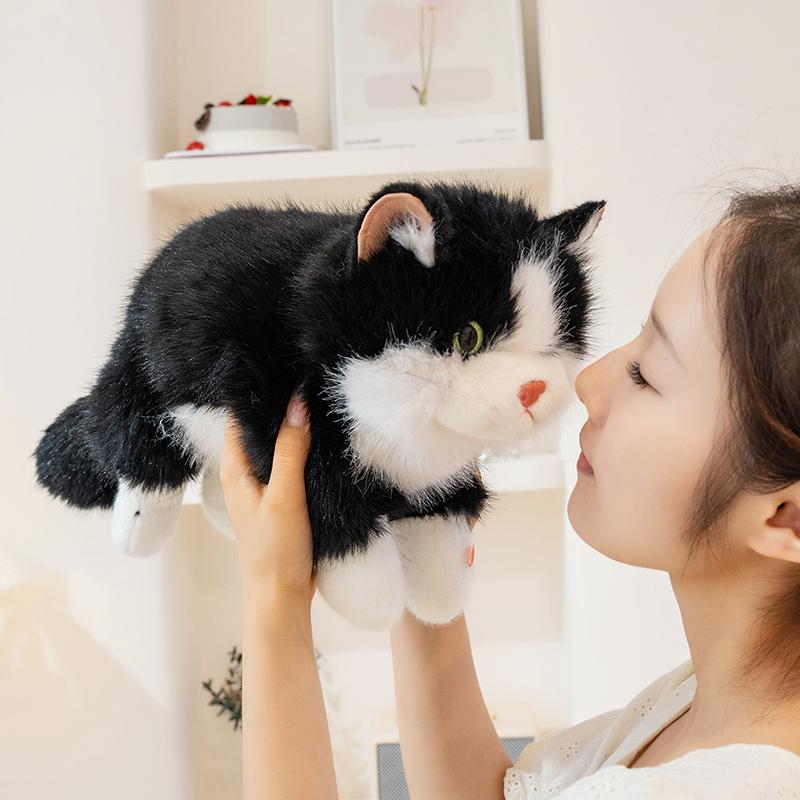 New Cute Simulation Lie prone Posture Cats Plush Toys Stuffed Soft Animal Cat Dolls for Children Baby Party Decor Birthday Gifts