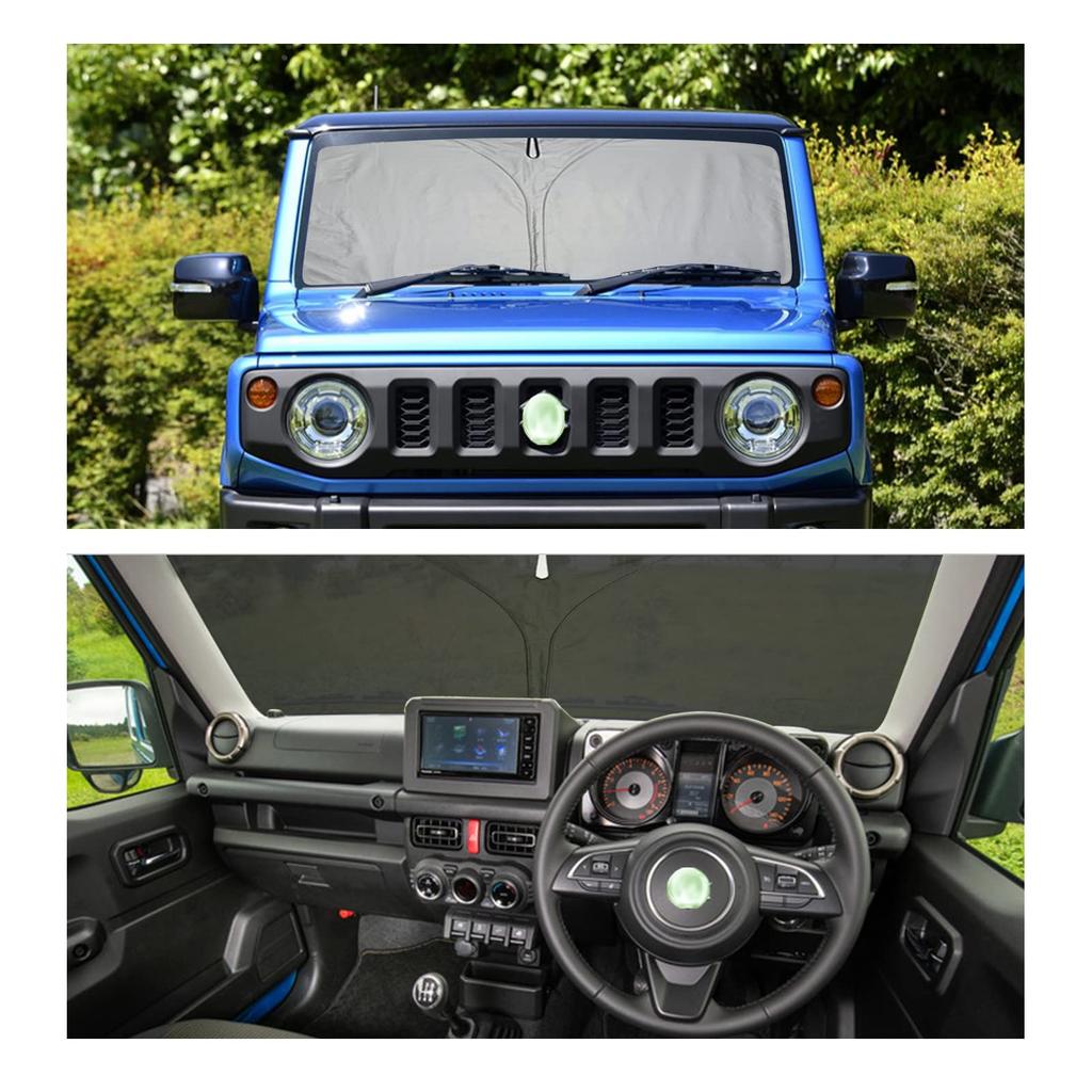 GAFAT Car Sunshade for Suzuki Jimny Jimny Sierra JB74W UV Windshield Sunshade with Storage UV Easy Car Interior Security JB64W, (2018-Present Models)