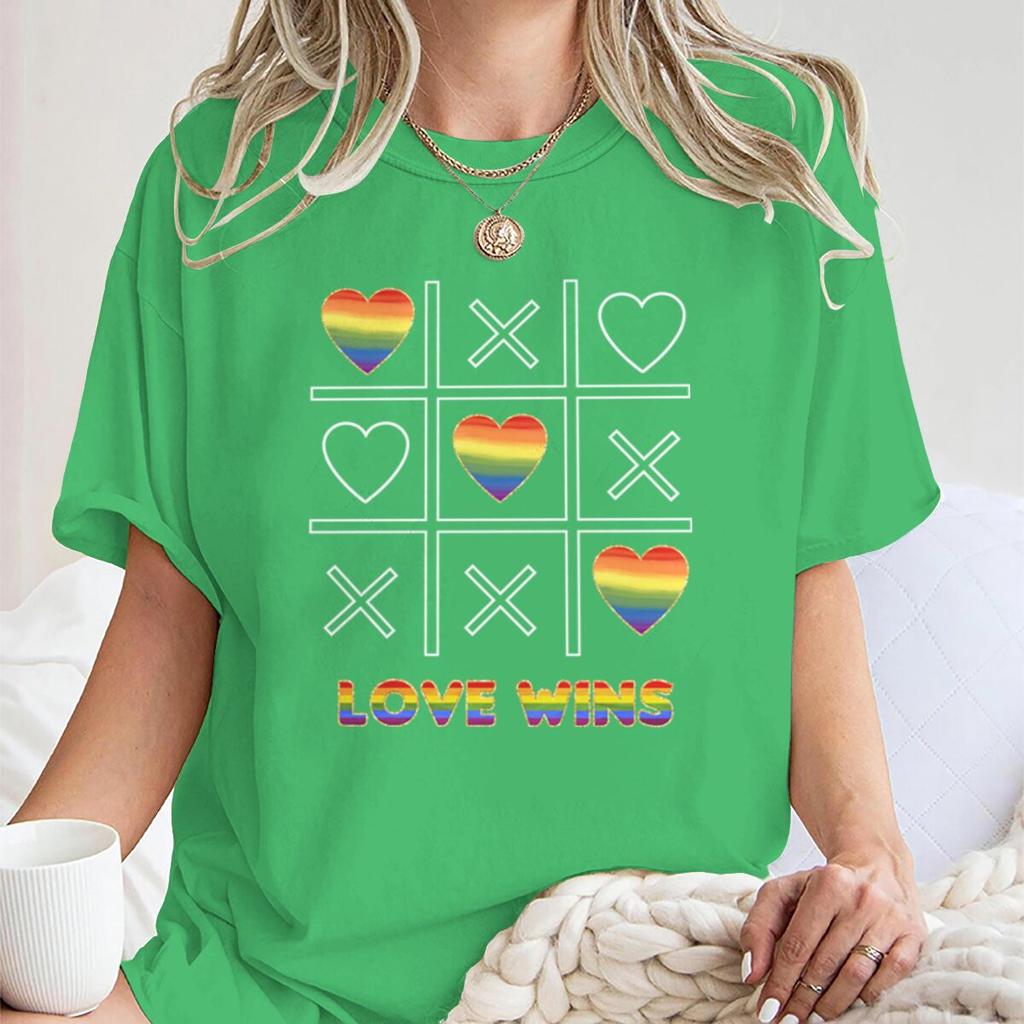 Fashion LGBT Love Wins TShirt Women Men Fun Chessboard Print Short Sleeve Tees Casual Lesbian Bisexual Crewneck T Shirts