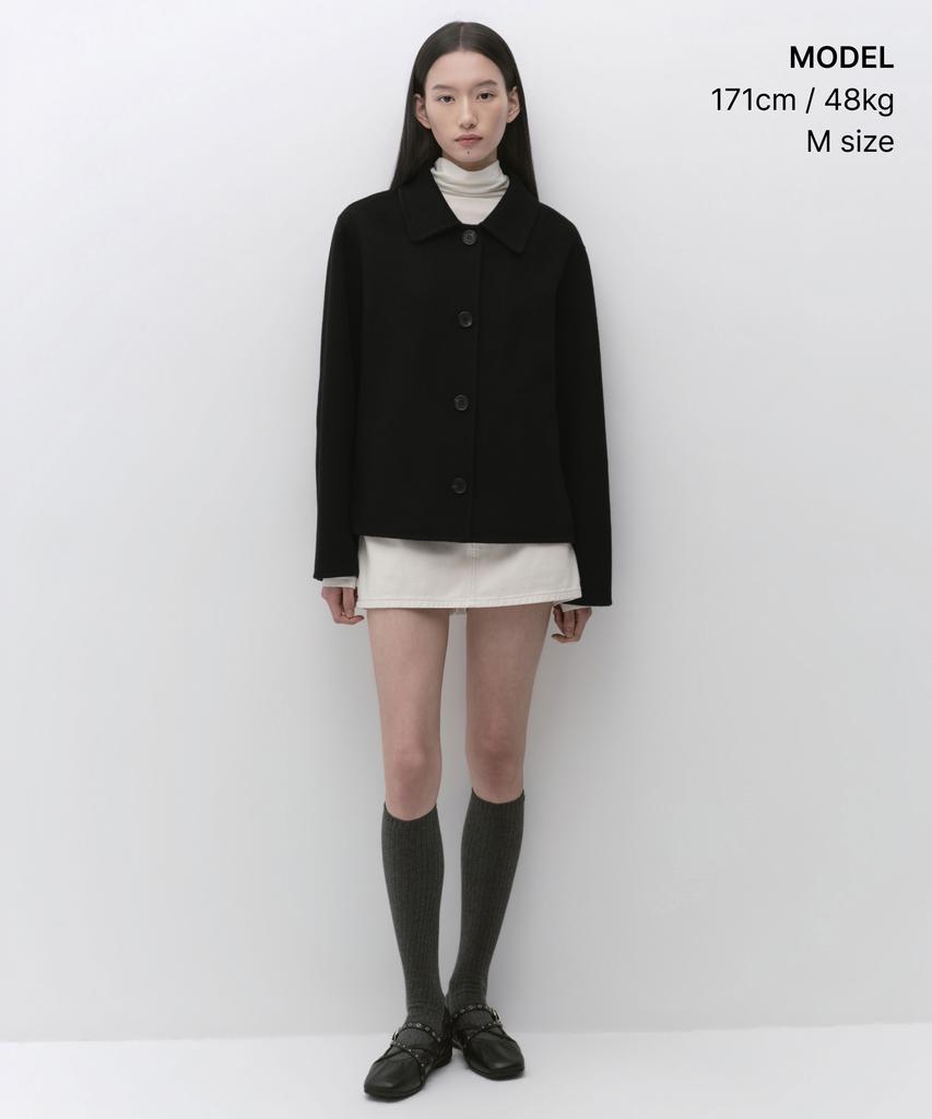 MUSINSA STANDARD WOMAN Women'S Cashmere Blend Handmade Short Mac Coat [Black]