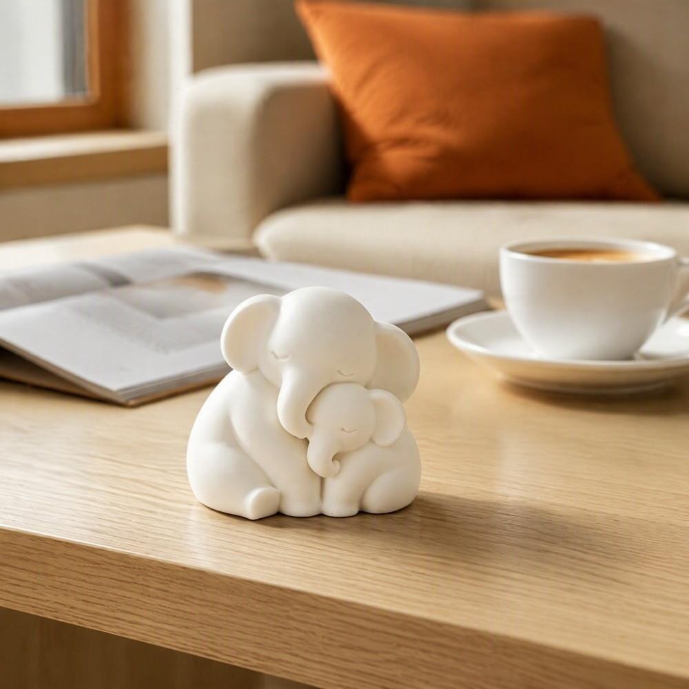 Minimalist Sitting Elephant Figurine Parent Child Elephant Sculpture  Mother's Day Gifts