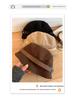 Korea 2025 A/W Coffee Color Japanese Style Women's Fisherman Fedora Hat for Large Heads, Slimming Effect, Rich Girl Style