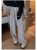Women's Petite Retro Vertical Striped Wide-Leg Pants - Summer Casual Loose Fit