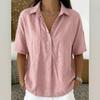 Casual Linen Shirt For Women With Turndown Collar And Short Sleeves For Summer Comfort