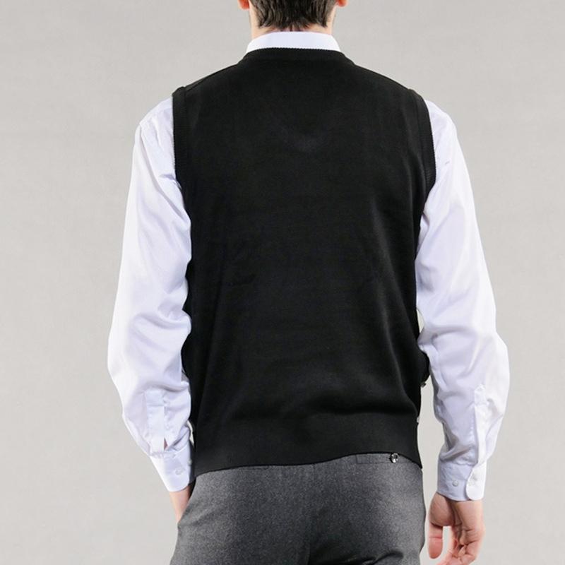 Vår och Höst Herr Ullväst Färgstickning V-hals Herr Klassisk Affärsväst Diamant College Stil Väst