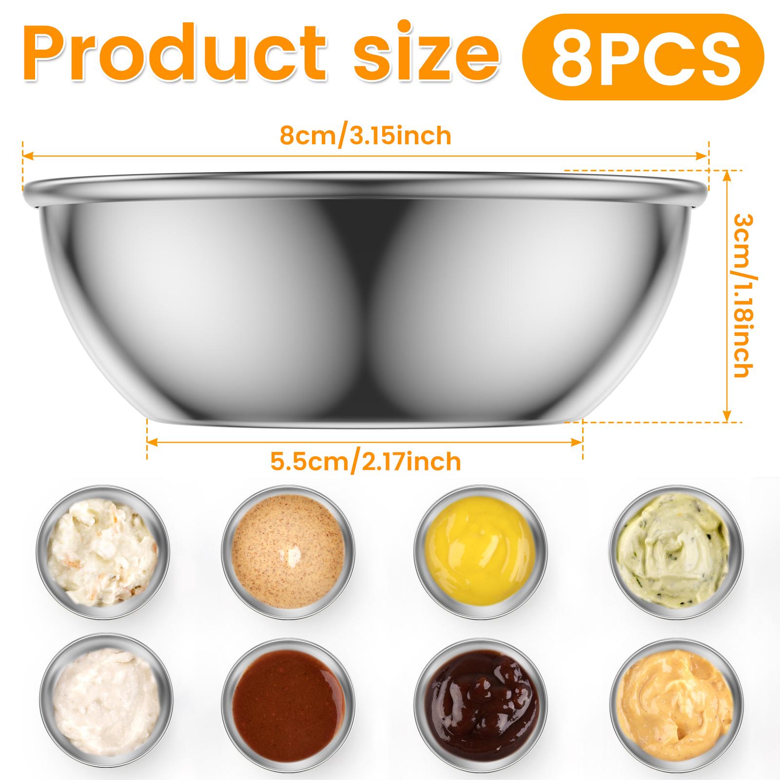 

8/20Pcs Stainless Steel Dipping Sauce Cup 45/100ml Sauce Dish Dipping Bowl for Ketchup Snack Dipping BBQ Condiments Serving Bowl