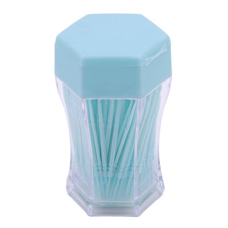 200pcs/set 6.2cm Soft Plastic Double Head Brush Toothpick Oral Care Interdental Brush Toothbrush