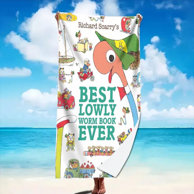 

Lowly Worm Beach Towel with Cute Worm - Soft Microfiber, Lightweight & Portable Suitable for Pool, Travel, Camping - Summer Bath W40*H60(CM)