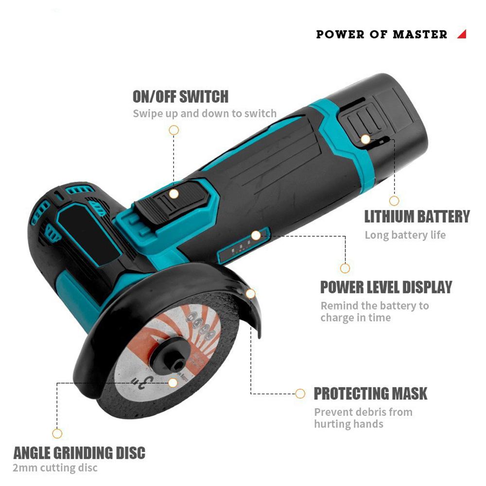 12V Mini Angle Grinder 19500rpm Household Rechargeable Cutting Machine Polishing Machine Electric Hand Grinder Polishing Machine