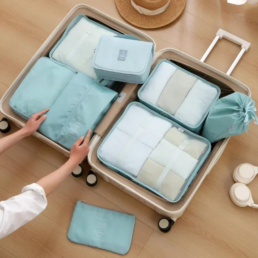 4/7/8 Piece Set Travel Bag Organizer Clothes Luggage Travel Organizer Blanket Shoes Makeup Organizers Bag Suitcase Pouch Packing Cubes
