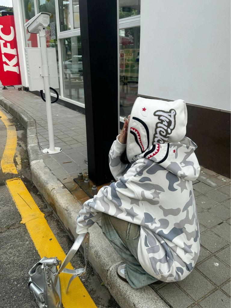 Jarní a podzimní retro maskáčový kardigan na zip s dvojitou kapucí - Unisex Streetwear