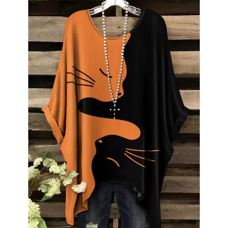 

Ретро женская футболка Аниме кошка графика Девушка одежда Летняя с круглым вырезом и коротким рукавом Футболки Женская Харадзюку уличная одежда Оверсайз блузка 5XL