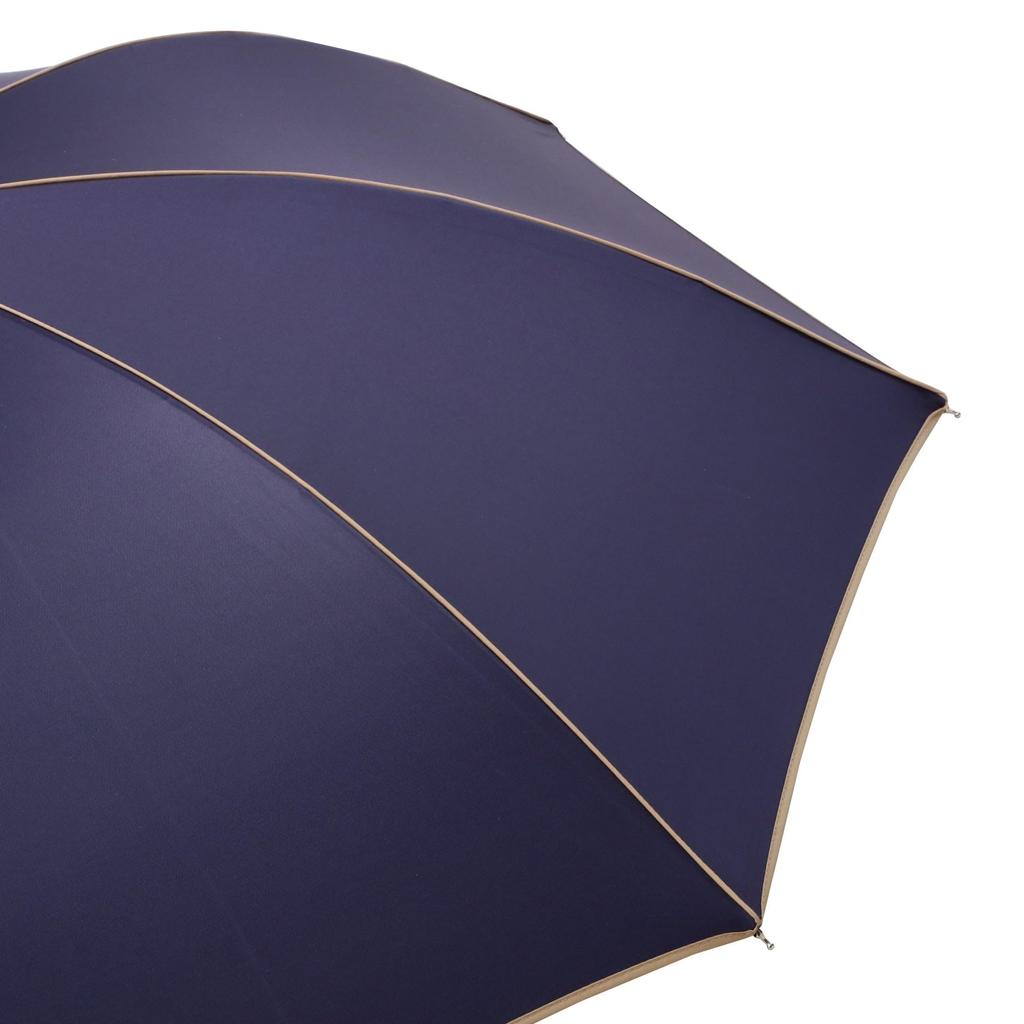 Francfranc Blackout Piping Long Navy Both Sunny and Rainy Umbrella, 50cm, (For Days)