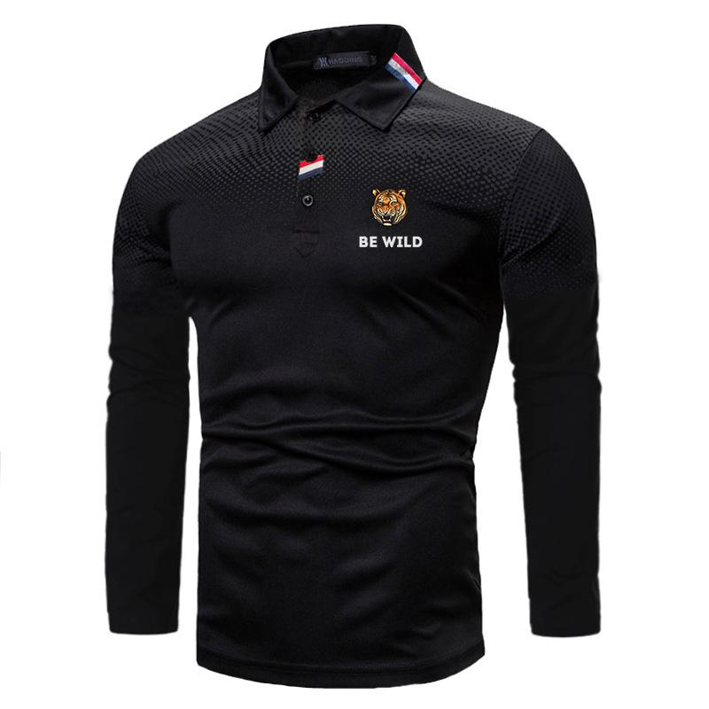 

Мужская рубашка-поло для гольфа с принтом Slim Fit, мужская модная рубашка-поло с длинным рукавом.