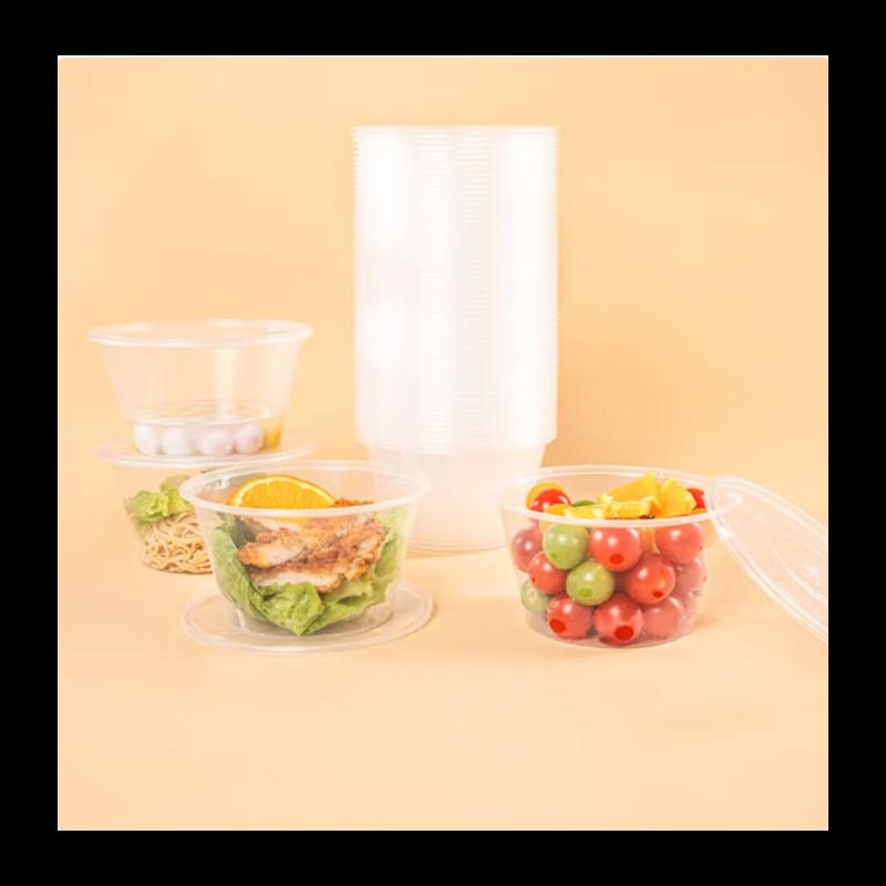NHZHIW Disposable Round Food Containers with Lids (100 Sets)