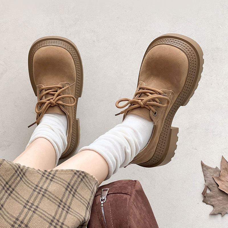Rundkopf Britische Plattform Mode kleine Lederschuhe Damen Herbst neu Retro Höhe erhöhen kleine vielseitige einzelne Schuhe