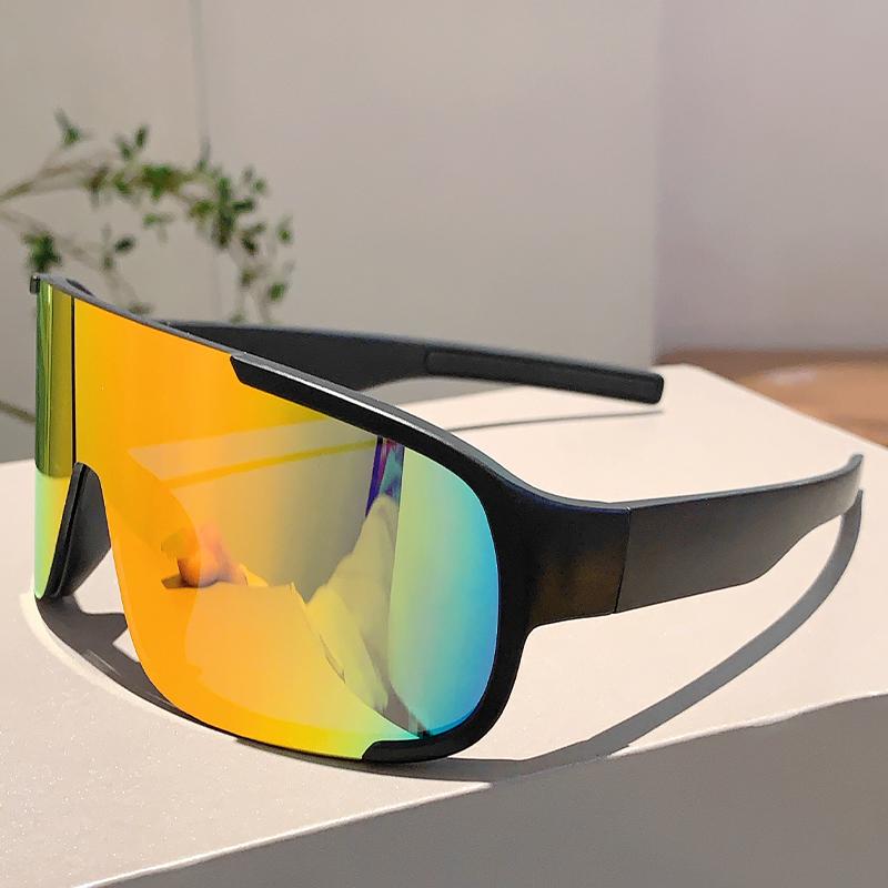Oversize Monoblock Sunglasses Men Fashion Mirror Sports Goggle for Skiing Trendy Women Anti-UV Outdoor Hiking Sun Glasses