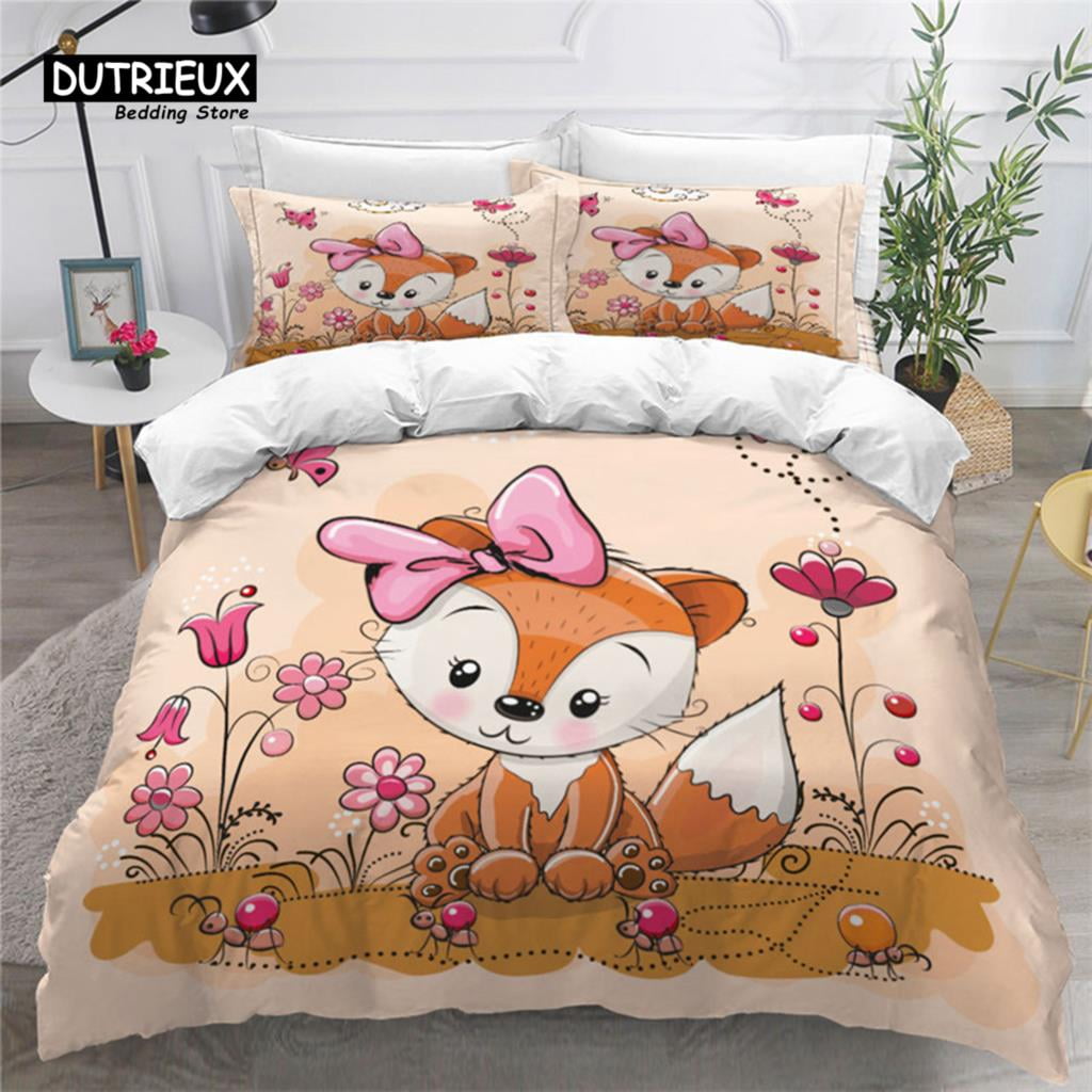 

Kids Carton Fox Soft Duvet Cover Beding Set Lovely Animal Theme Comforte Suitable Children Kids plus Adult Peoples Warm plus Comfortable 120*200cm Single