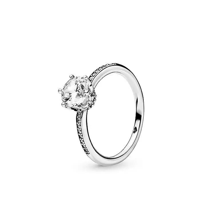 Waterdrop Ring S925 Silver Zircon Blue Stone Heart Ring Fashionable Women's Jewelry Party Wedding Gifts
