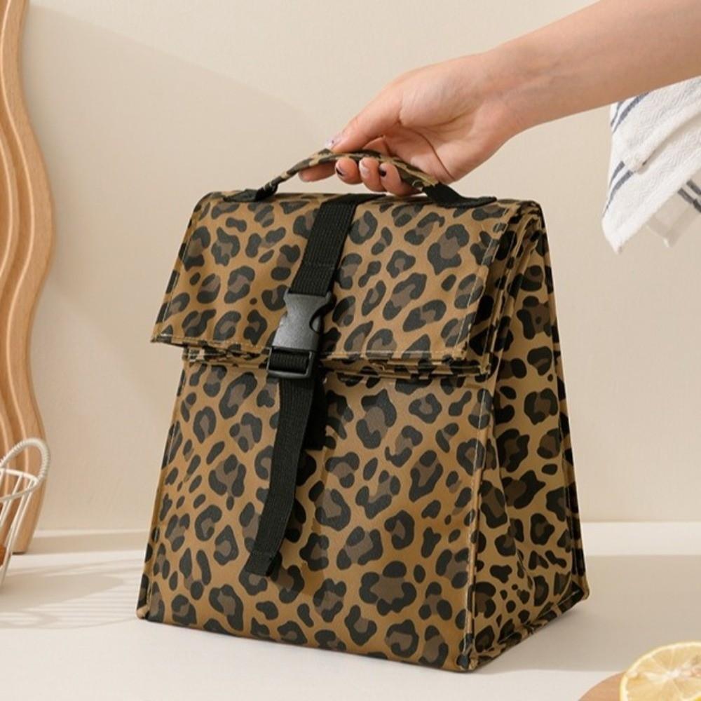 Flip Top Leopard Print Insulated Lunch Bag Leakproof Thermal Cooler Bag Thermal Lunch Box Work