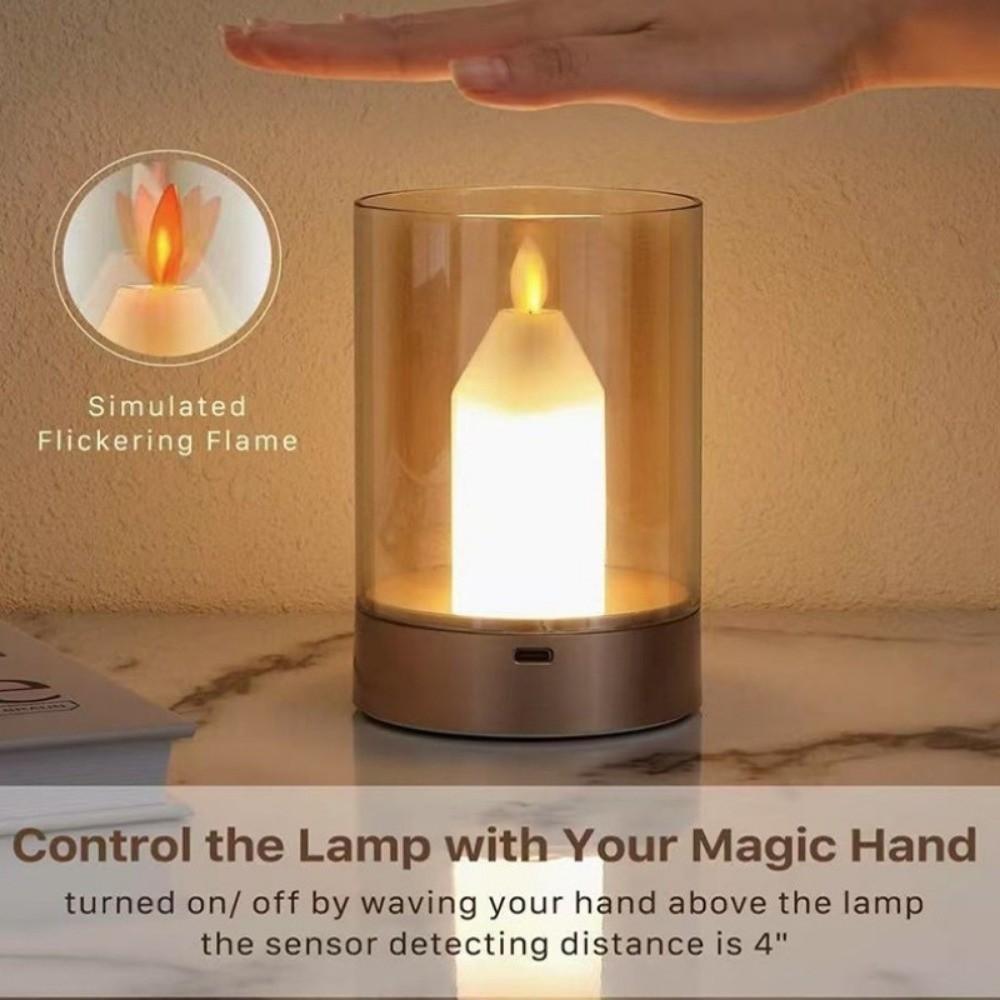 Rechargeable Sensor LED Candle Light Dimmable LED Lamp New Flameless Wick Light Bedroom