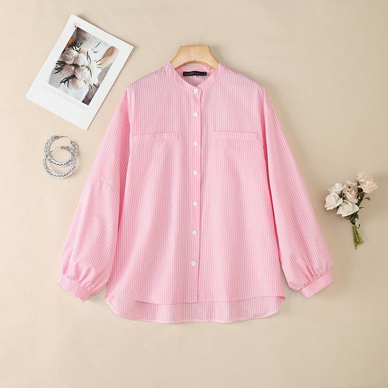 ZANZEA Women Casual Round Neck Long Sleeve Stripe Blouse