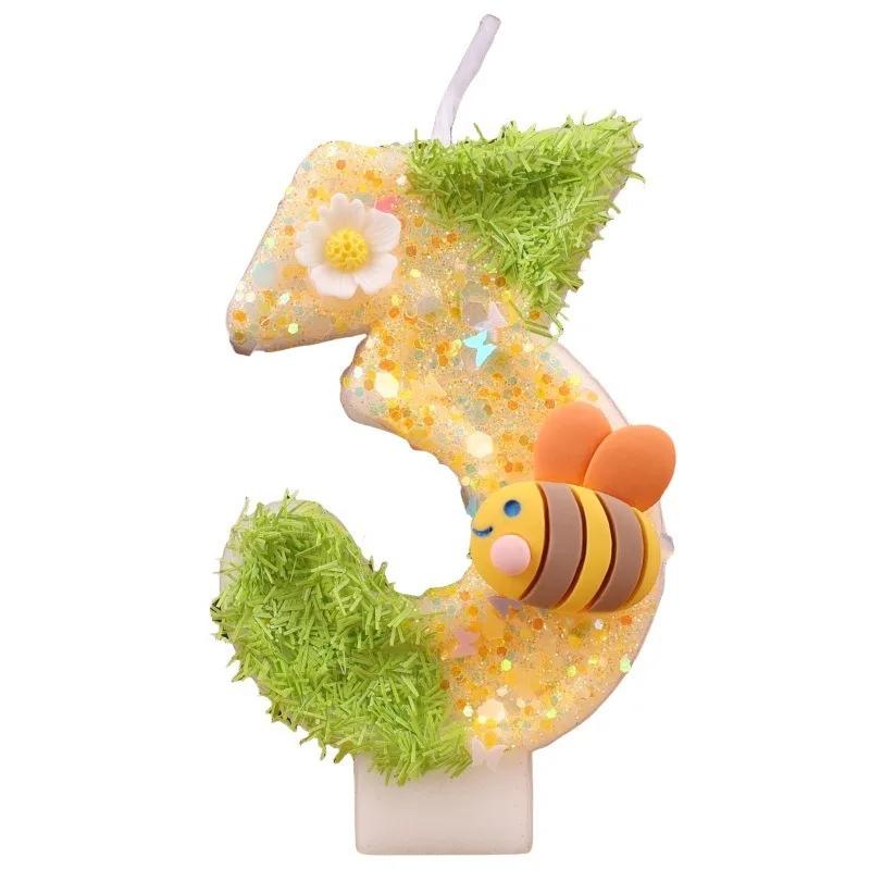 Bee Digital Candle Super Sequin Birthday Cake Plugin Festive Atmosphere Color Matching Candle