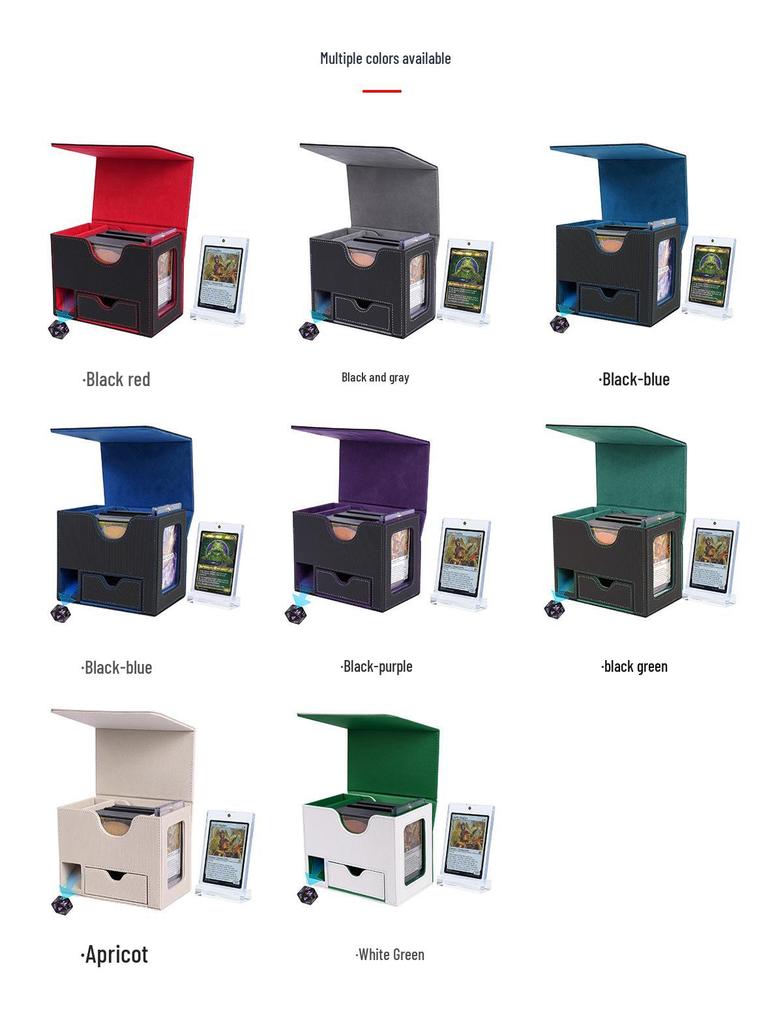 PU Leather Dice & Card Storage Box for 120+ Sleeved Cards, Dice, and Tokens - Compatible with Yu-Gi-Oh! & Magic: The Gathering, with Windowed Display.