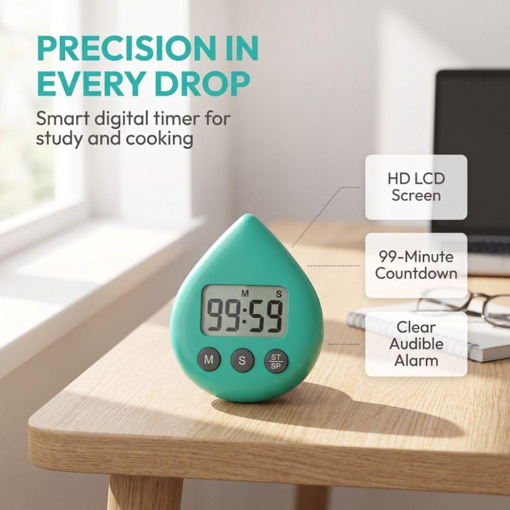 Water Drop Shape Countdown Timer Hanging Hole Precise Timer Digital Shower Timer Classroom