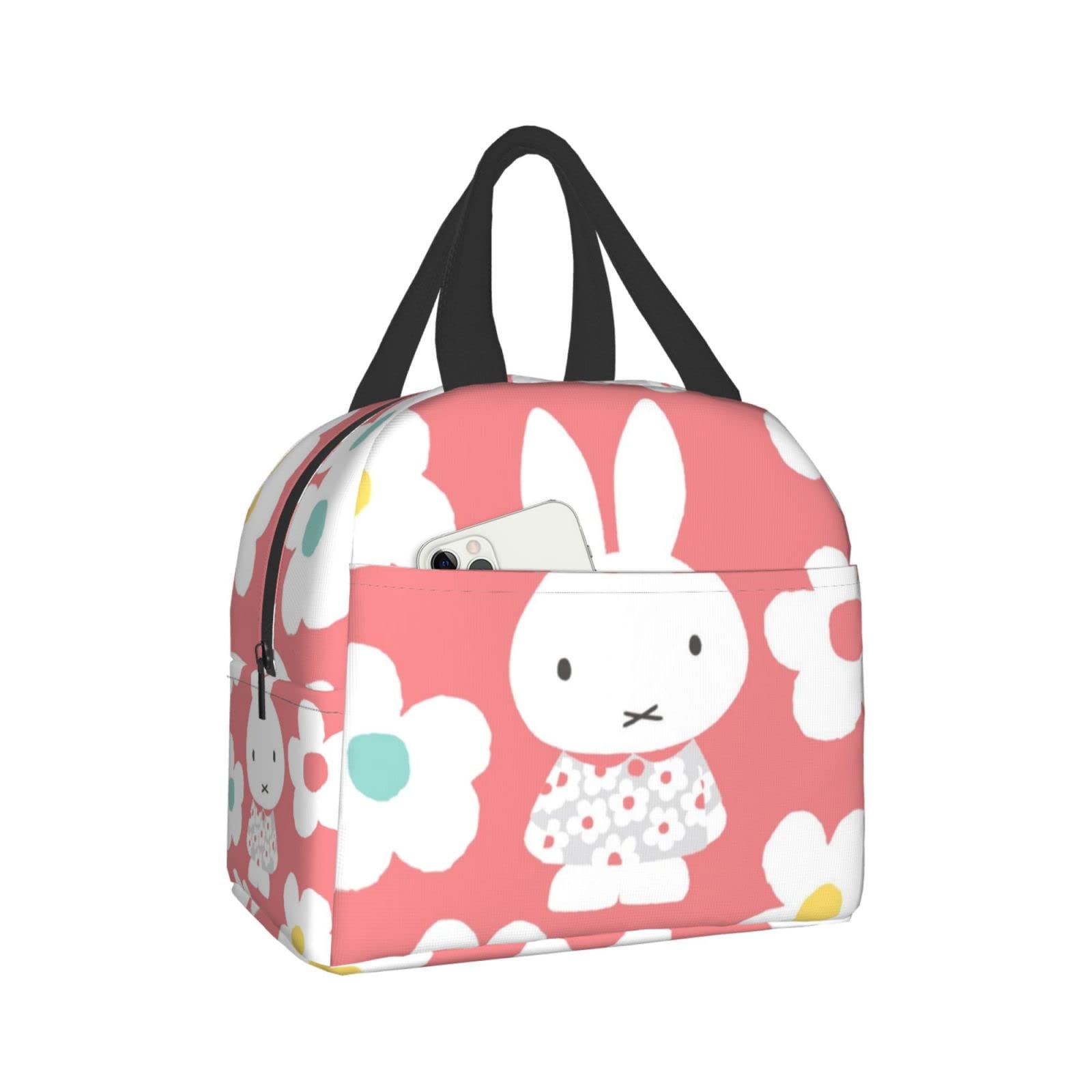 

Miffy ланч-бокс с застежкой, компактная сумка для ланча, стильная портативная термоизолированная сумка для ланча, термоизолированный мягкий кулер, унисекс, толщина 13 см, ширина x 22 см x высота 20 см