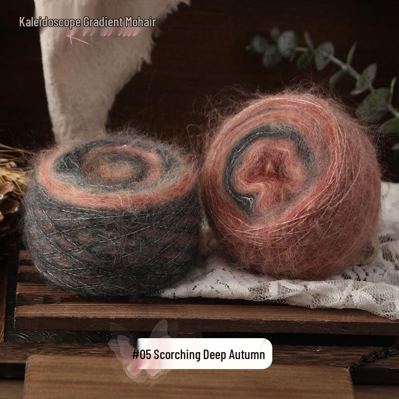 Kaleidoscope Gradient Mohair Hand-Knitted Yarn Ball
